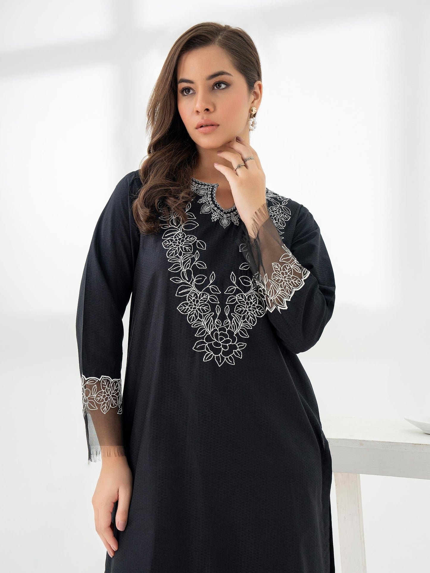 Jacquard Shirt-Embroidered (Pret)