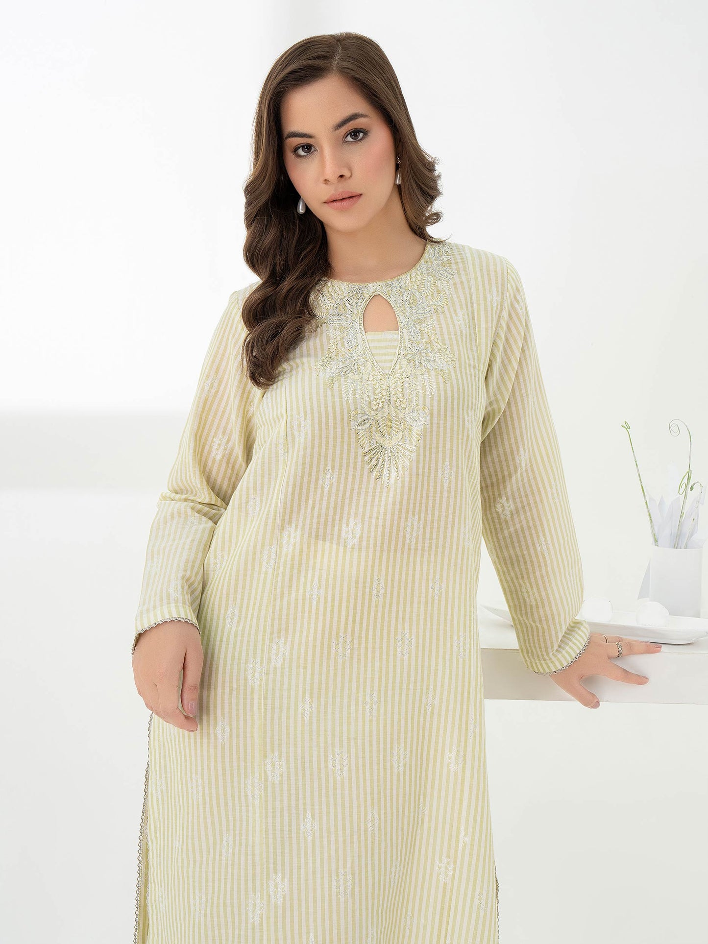 2 Piece Jacquard Suit-Embroidered (Pret)