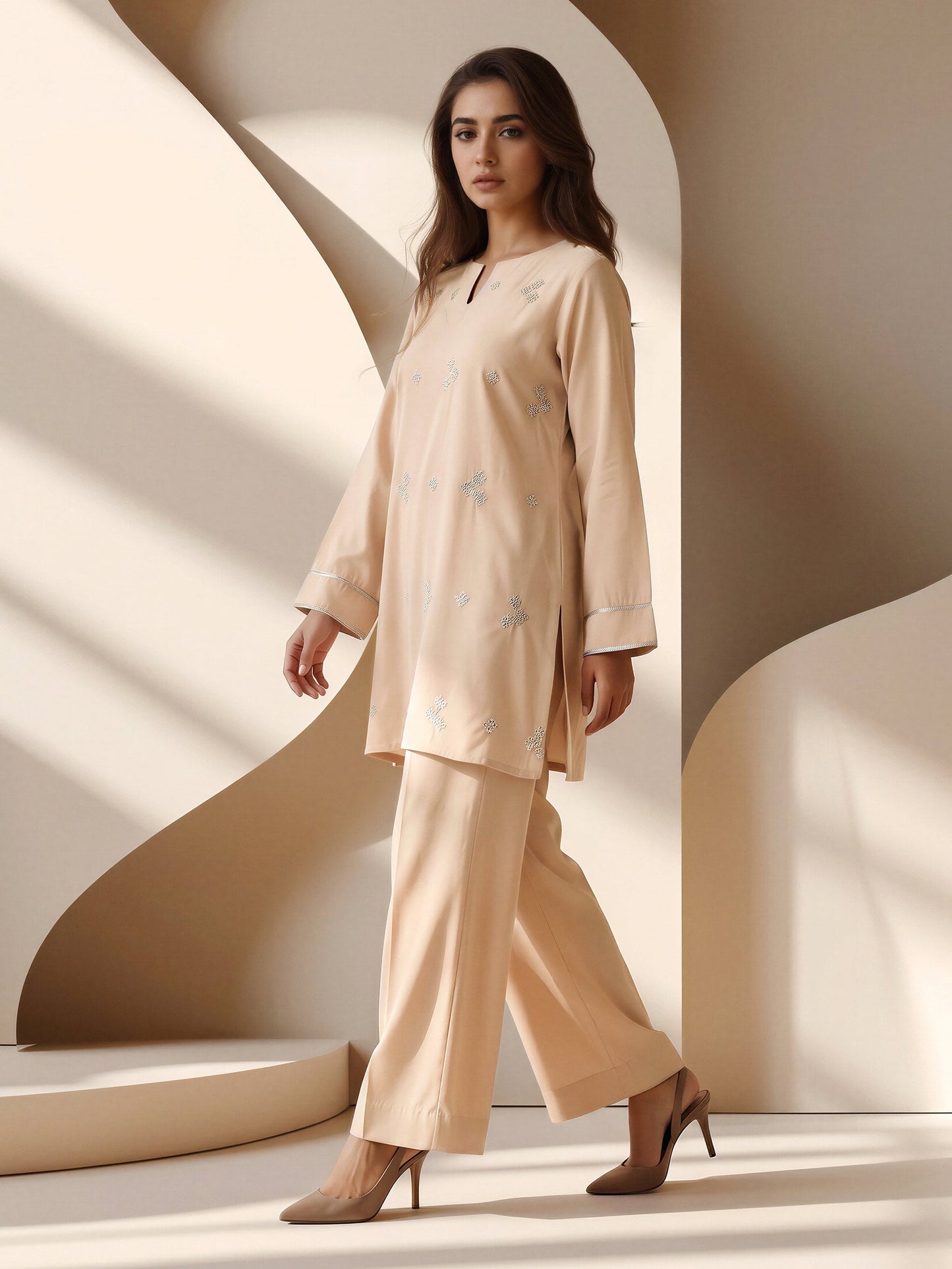 Raw-Silk Co-ord Set - Embroidered