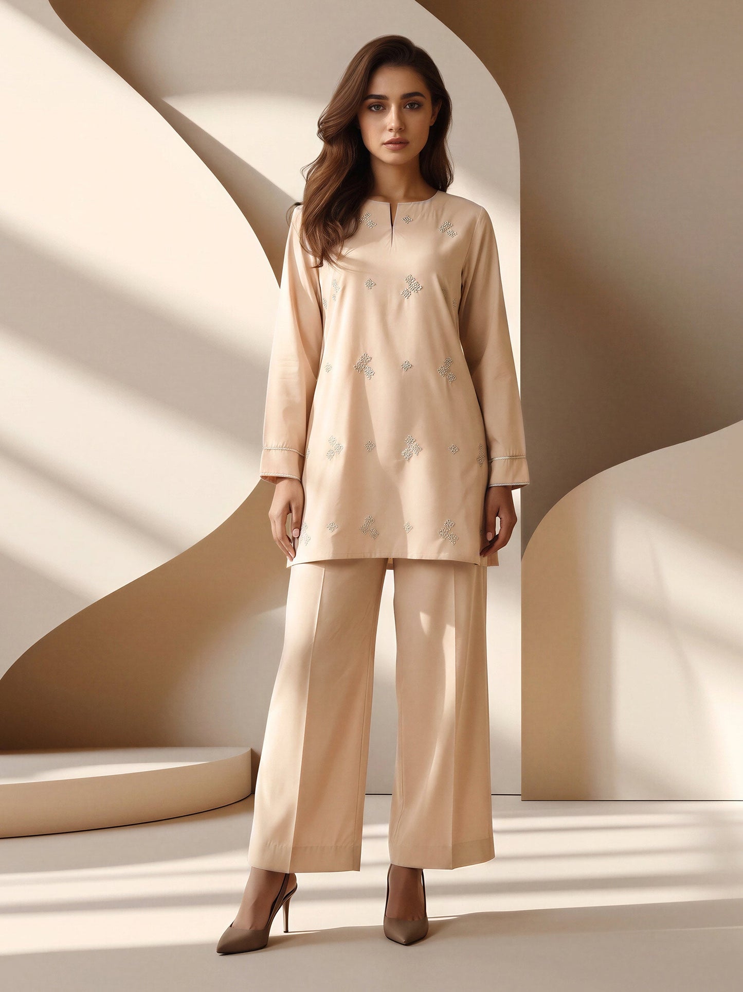 Raw-Silk Co-ord Set - Embroidered