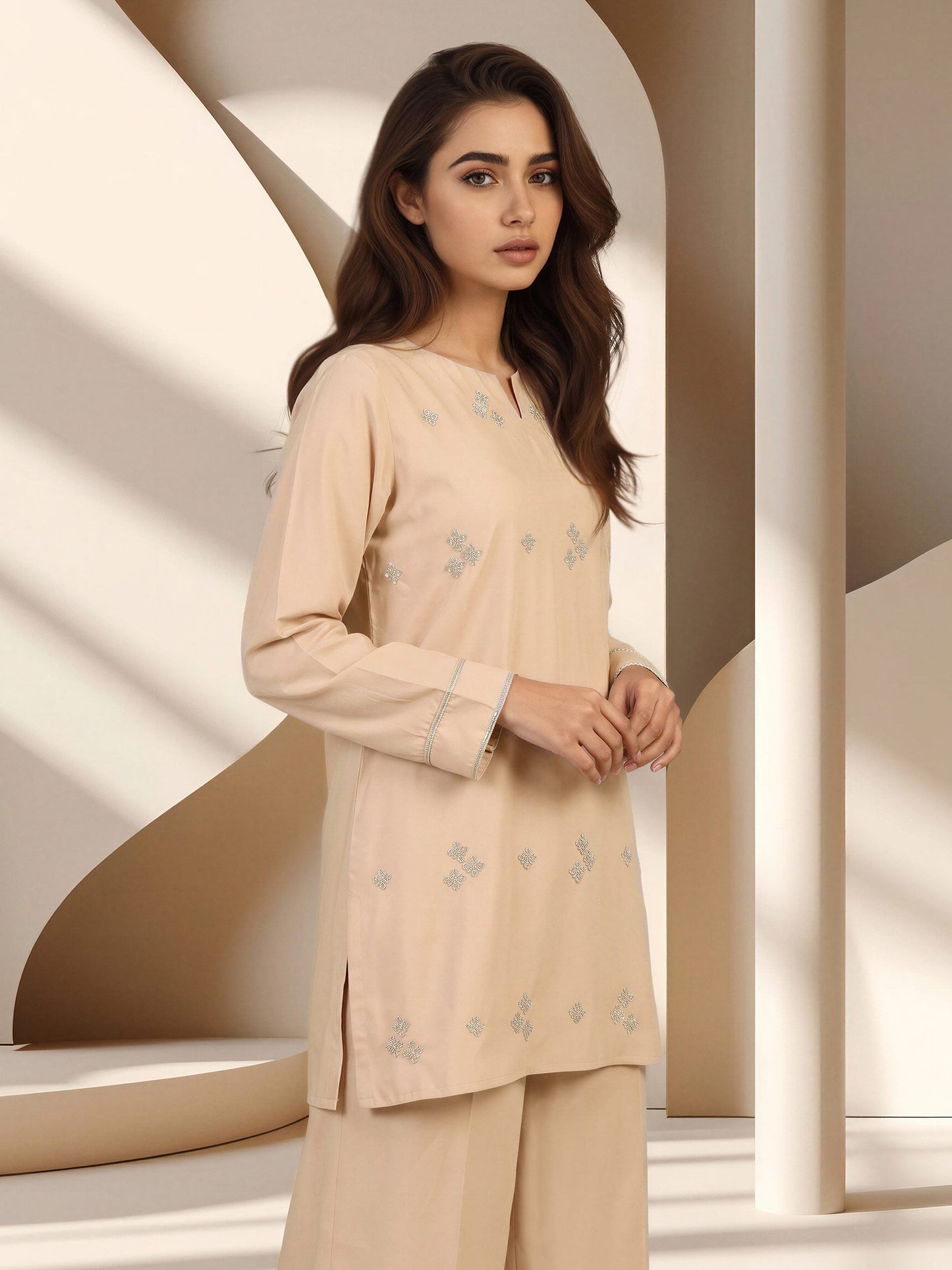 Raw-Silk Co-ord Set - Embroidered