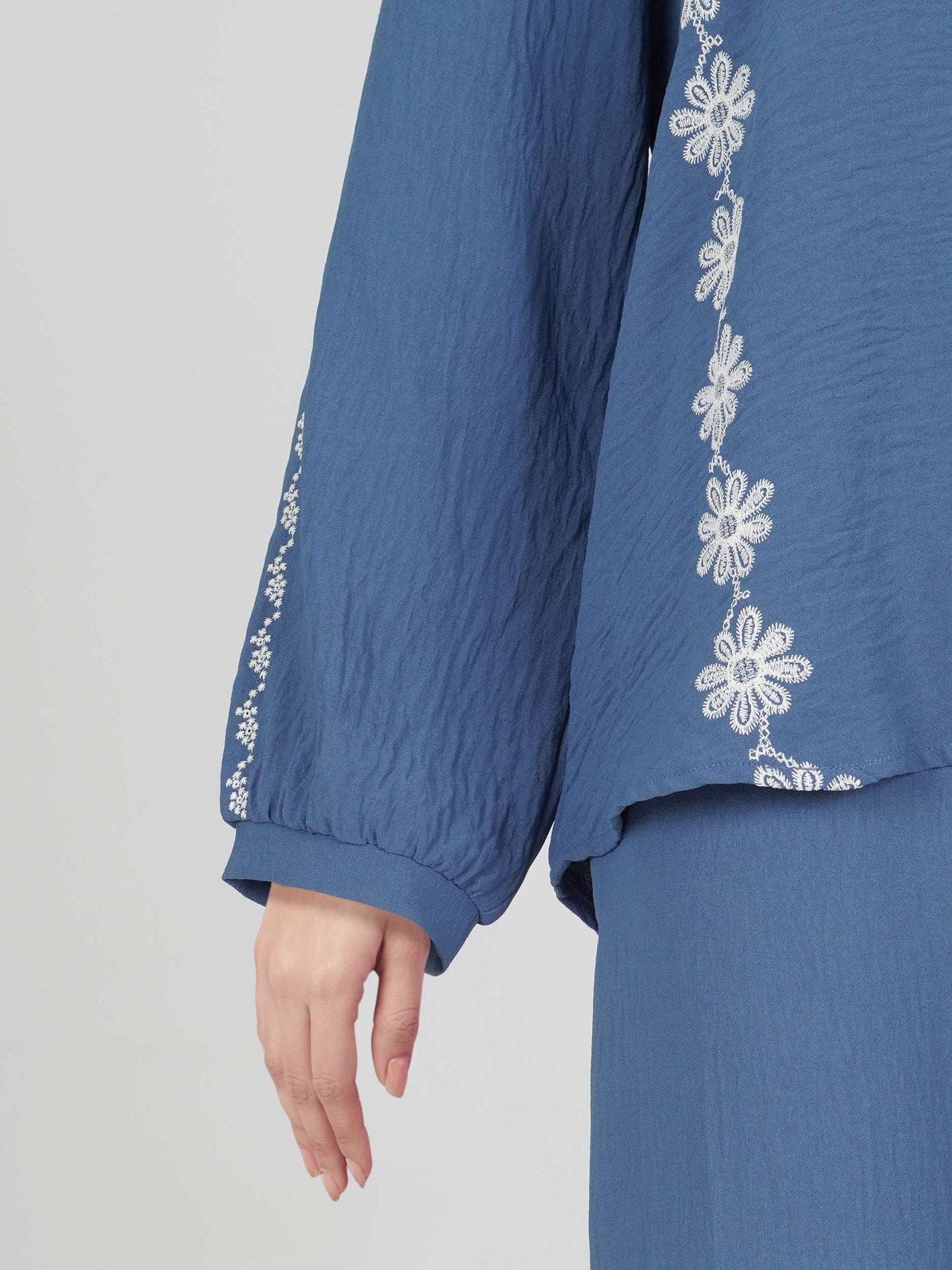 Textured Cotton Co-ord Set- Embroidered